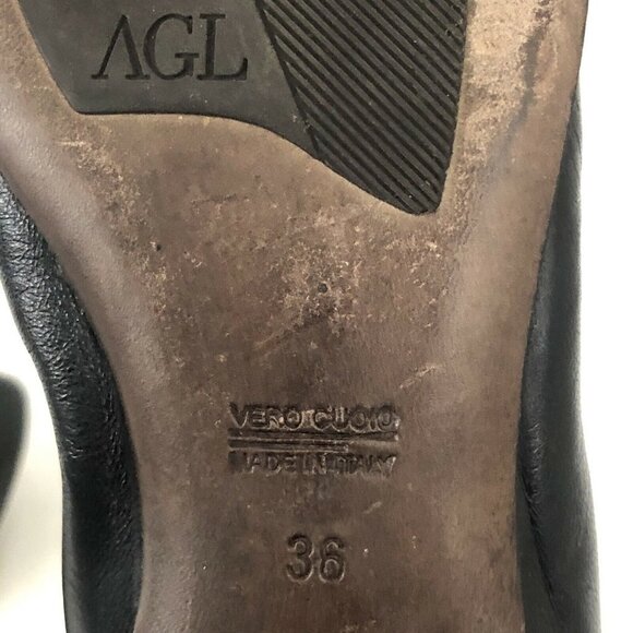 Attilio Giusti Leombruni AGL Sz 36 US 6 Black Patent Leather Chain Cap Toe Flats - Picture 8 of 8